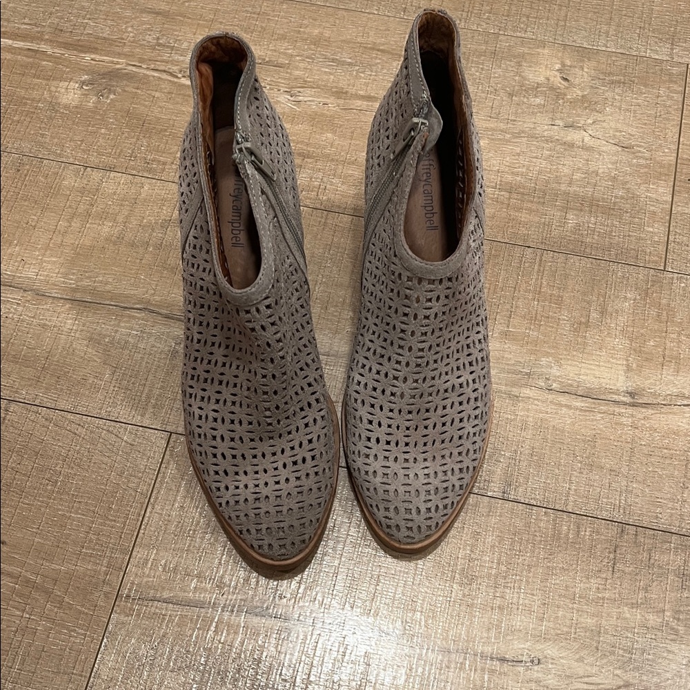 Jeffrey Campbell Taupe Perforated Ankle Booties size 9